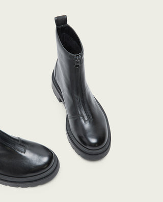 BOTINES TRACK NEGROS PIEL CON CREMALLERA NALA