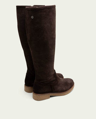 BOTAS ALTAS DE PIEL CON CREMALLERA INÉS MOKA