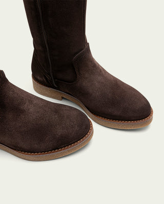 BOTAS ALTAS DE PIEL CON CREMALLERA INÉS MOKA