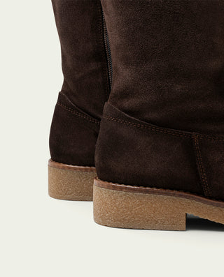 BOTAS ALTAS DE PIEL CON CREMALLERA INÉS MOKA