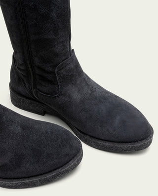 BOTAS ALTAS DE PIEL CON CREMALLERA INÉS CARBÓN