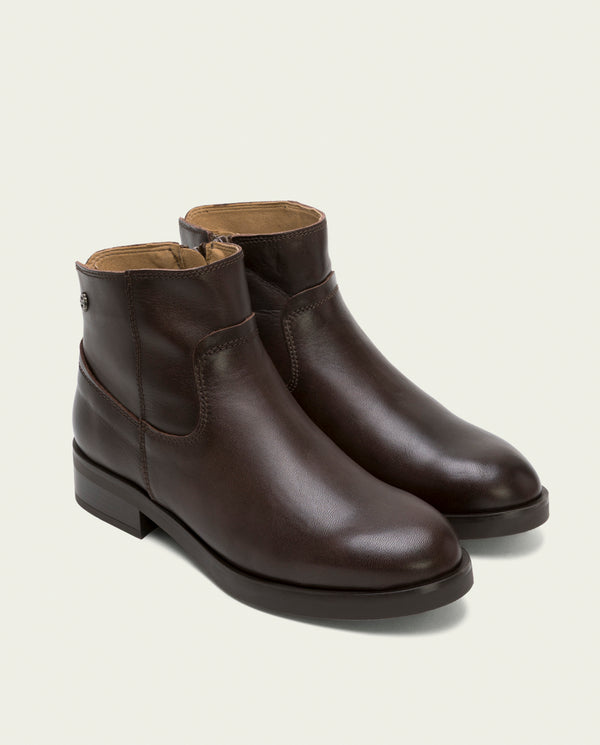 BOTINES DE PIEL CON CREMALLERA JIMENA MOKA