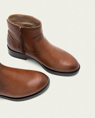 BOTINES DE PIEL CON CREMALLERA JIMENA CUERO