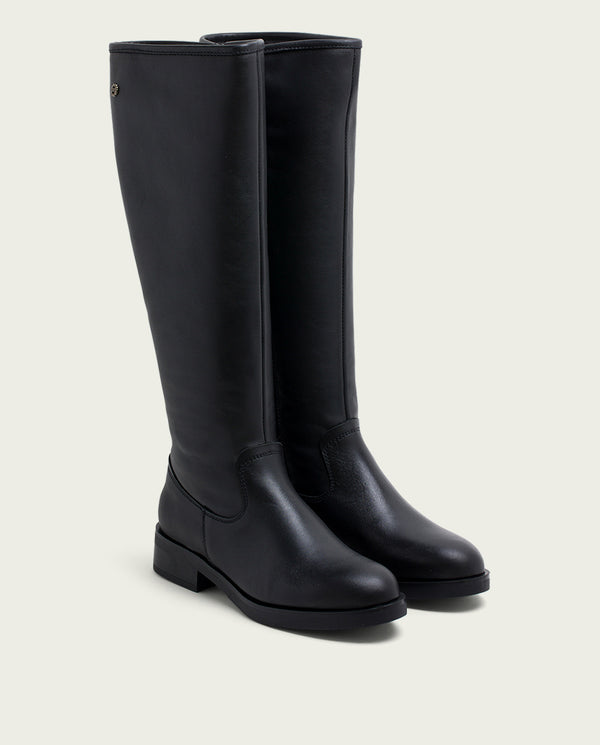 BOTAS ALTAS DE PIEL CON CREMALLERA JANA NEGRO
