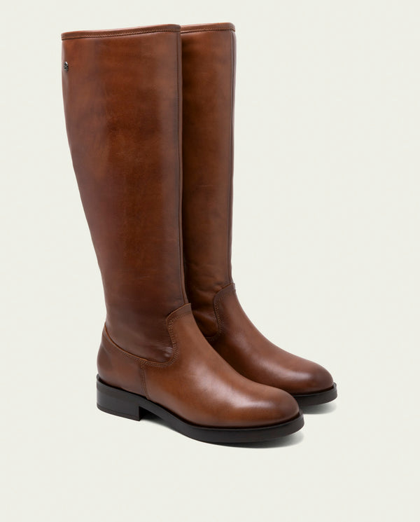 BOTAS ALTAS DE PIEL CON CREMALLERA JANA CUERO