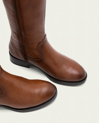 BOTAS ALTAS DE PIEL CON CREMALLERA JANA CUERO