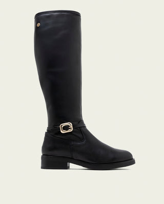 BOTAS ALTAS DE PIEL CON CREMALLERA JARA NEGRO