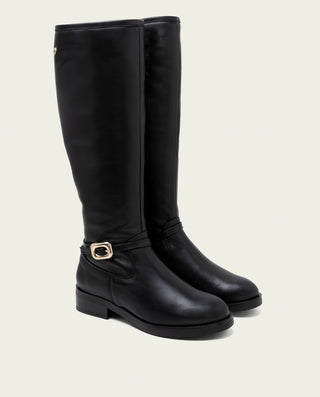 BOTAS ALTAS DE PIEL CON CREMALLERA JARA NEGRO