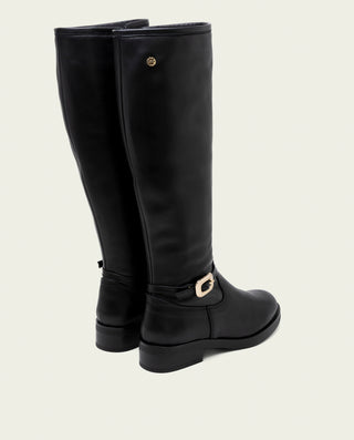 BOTAS ALTAS DE PIEL CON CREMALLERA JARA NEGRO