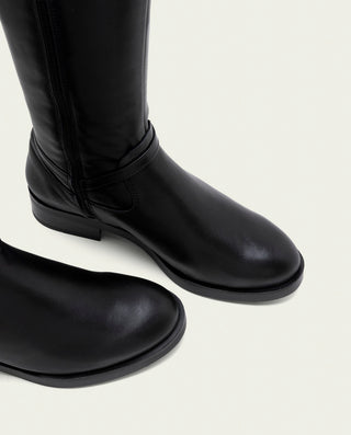 BOTAS ALTAS DE PIEL CON CREMALLERA JARA NEGRO