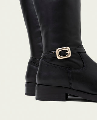 BOTAS ALTAS DE PIEL CON CREMALLERA JARA NEGRO