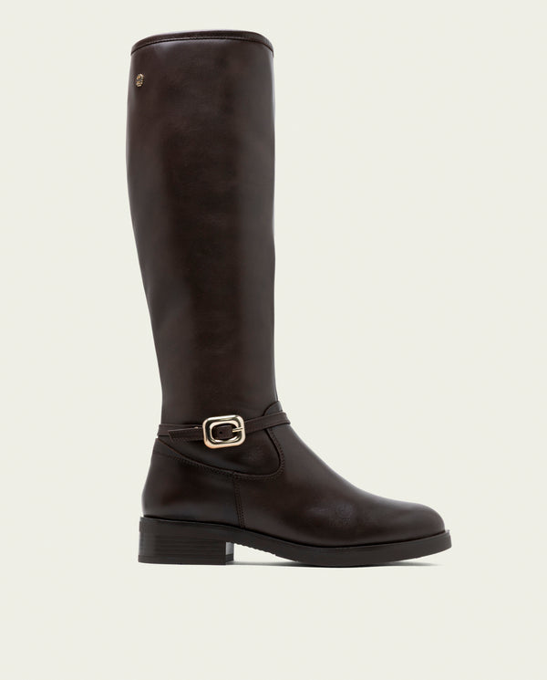 BOTAS ALTAS DE PIEL CON CREMALLERA JARA MOKA