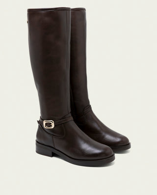 BOTAS ALTAS DE PIEL CON CREMALLERA JARA MOKA