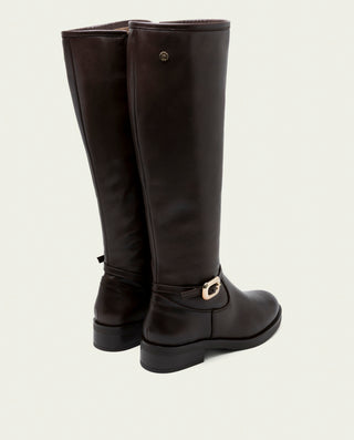 BOTAS ALTAS DE PIEL CON CREMALLERA JARA MOKA