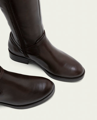 BOTAS ALTAS DE PIEL CON CREMALLERA JARA MOKA