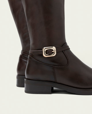 BOTAS ALTAS DE PIEL CON CREMALLERA JARA MOKA