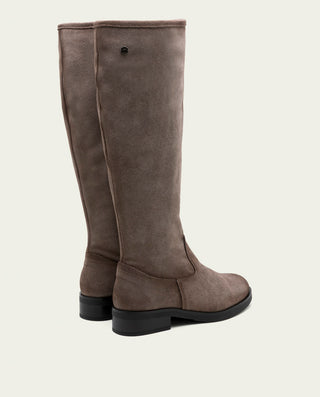 BOTAS ALTAS DE PIEL CON CREMALLERA JADE GRIS