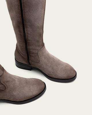 BOTAS ALTAS DE PIEL CON CREMALLERA JADE GRIS