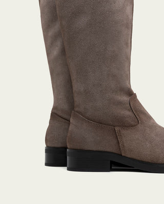 BOTAS ALTAS DE PIEL CON CREMALLERA JADE GRIS
