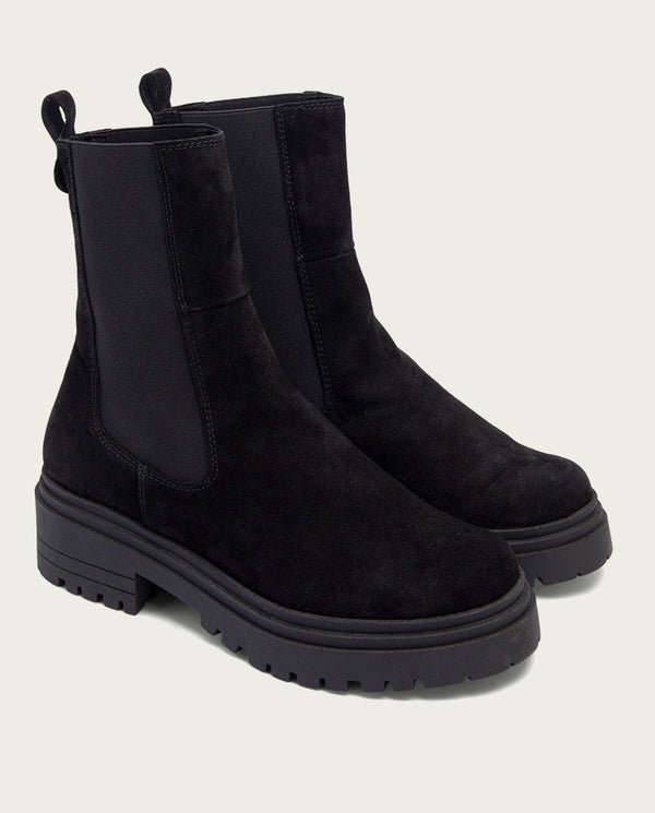 BOTINES DE SERRAJE CON ELÁSTICOS KIRA NEGRO