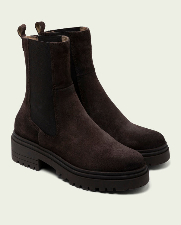 BOTINES DE SERRAJE CON ELÁSTICOS KIRA MOKA