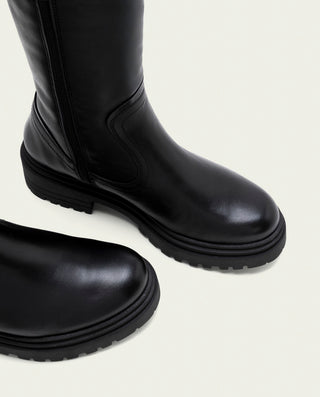 BOTINES DE PIEL CON CREMALLERA KIM NEGRO