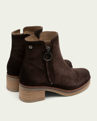 BOTINES DE PIEL CON CREMALLERA LUNA MOKA