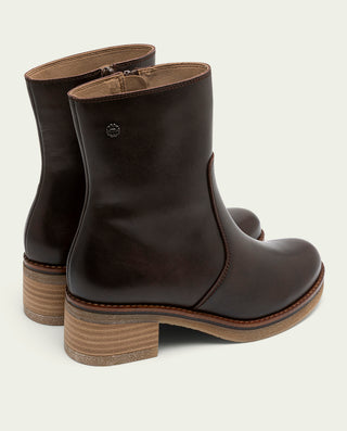 BOTINES DE PIEL CON CREMALLERA LOLA MOKA