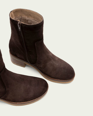 BOTINES DE PIEL CON CREMALLERA LIDIA MOKA