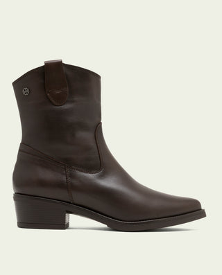 BOTINES DE PIEL CON CREMALLERA MARTA MOKA