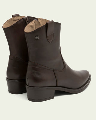 BOTINES DE PIEL CON CREMALLERA MARTA MOKA