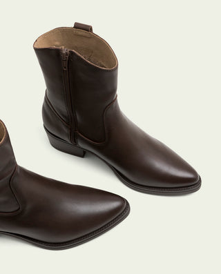 BOTINES DE PIEL CON CREMALLERA MARTA MOKA
