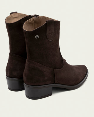 BOTINES DE PIEL CON CREMALLERA MALENA MOKA