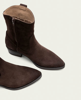 BOTINES DE PIEL CON CREMALLERA MALENA MOKA