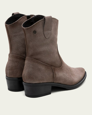 BOTINES DE PIEL CON CREMALLERA MALENA GRIS