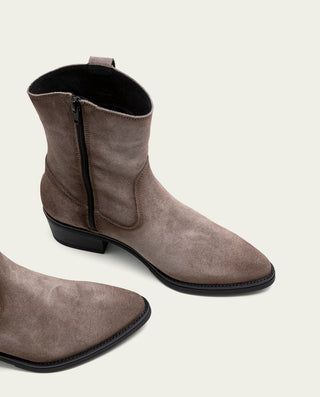 BOTINES DE PIEL CON CREMALLERA MALENA GRIS