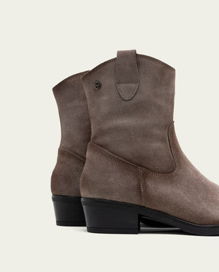 BOTINES DE PIEL CON CREMALLERA MALENA GRIS
