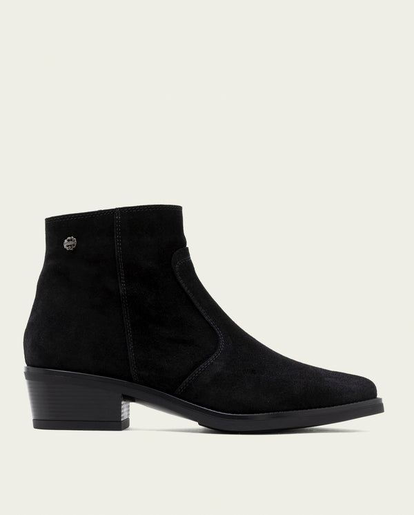 BOTINES DE PIEL CON CREMALLERA MARINA NEGRO