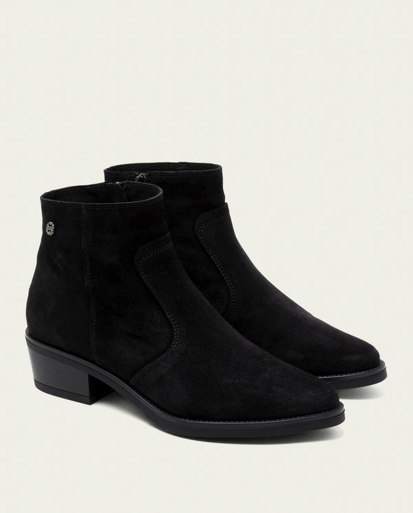 BOTINES DE PIEL CON CREMALLERA MARINA NEGRO