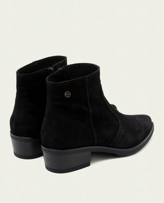 BOTINES DE PIEL CON CREMALLERA MARINA NEGRO