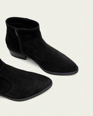 BOTINES DE PIEL CON CREMALLERA MARINA NEGRO