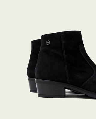 BOTINES DE PIEL CON CREMALLERA MARINA NEGRO