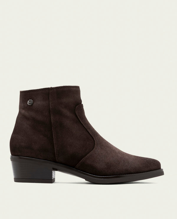 BOTINES DE PIEL CON CREMALLERA MARINA MOKA