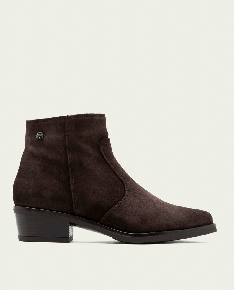 BOTINES DE PIEL CON CREMALLERA MARINA MOKA