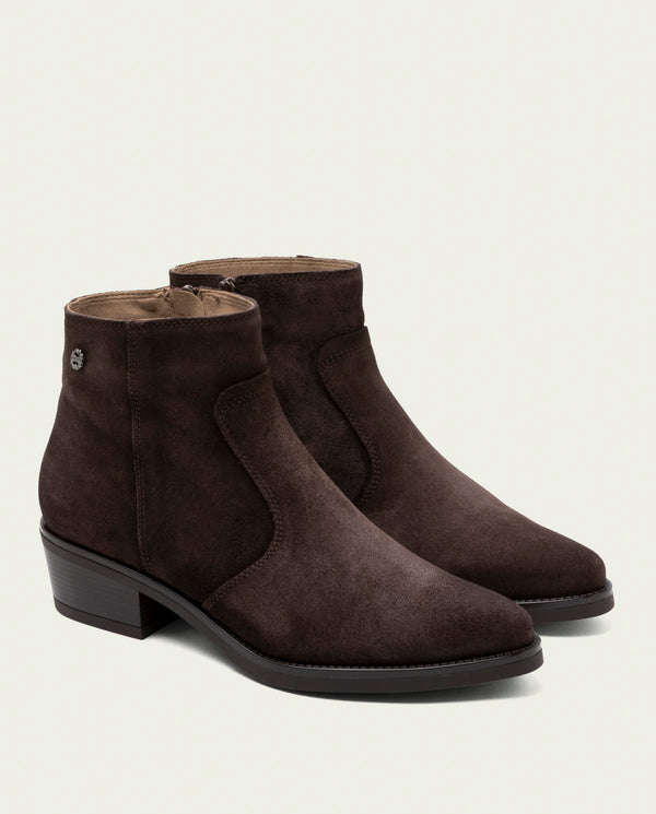 BOTINES DE PIEL CON CREMALLERA MARINA MOKA