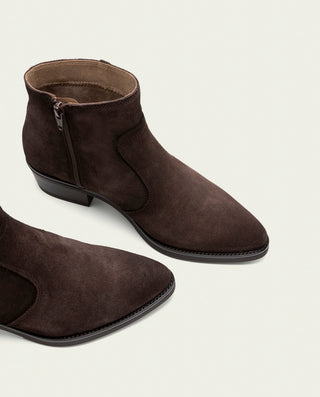 BOTINES DE PIEL CON CREMALLERA MARINA MOKA