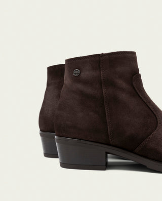 BOTINES DE PIEL CON CREMALLERA MARINA MOKA