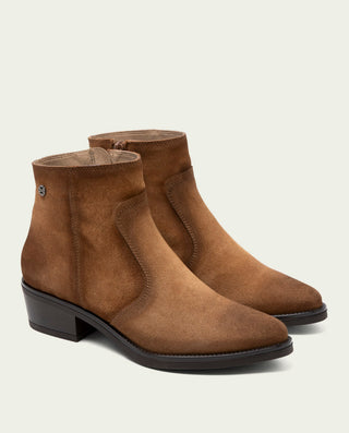 BOTINES DE PIEL CON CREMALLERA MARINA CUERO