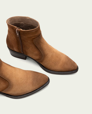 BOTINES DE PIEL CON CREMALLERA MARINA CUERO