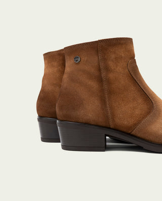 BOTINES DE PIEL CON CREMALLERA MARINA CUERO